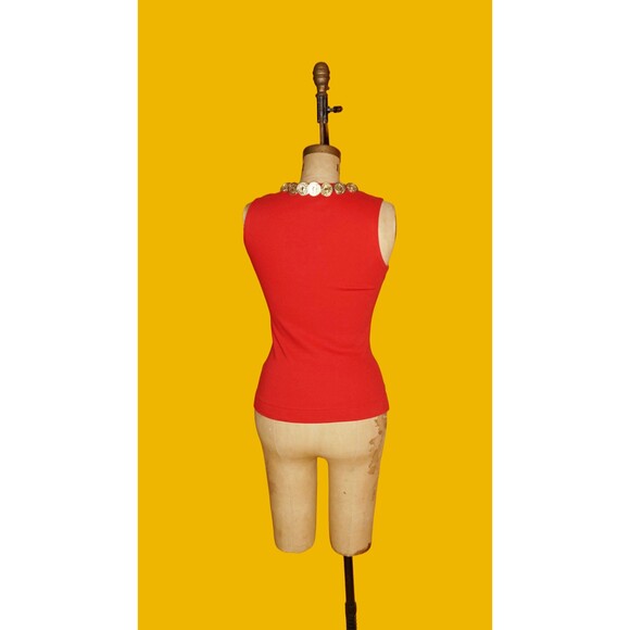 1990s MOSCHINO CHEAP and CHIC Red Noisemaker Tank Top Coin Trim. XS-S - Picture 3 of 10